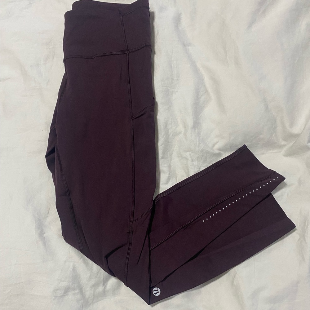 Lululemon Athletica Fast and Free Deep Plum Leggings